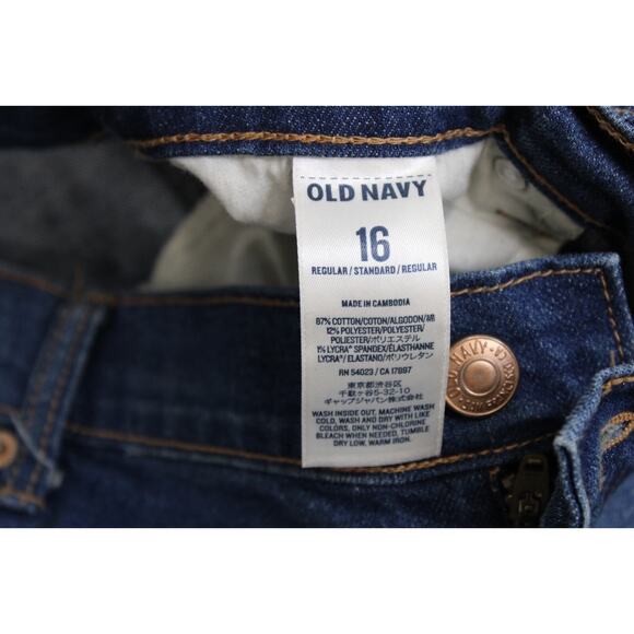 Old Navy Jeans Women's Size 16 Regular Blue Sweetheart Denim Straight Distressed - Picture 4 of 10